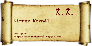 Kirrer Kornél névjegykártya